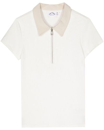 The Upside Contrast-collar Polo Shirt - White