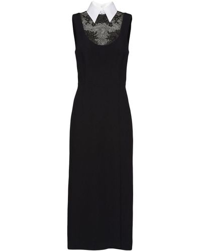 Prada Lace-panelled Cady Midi Dress - Black