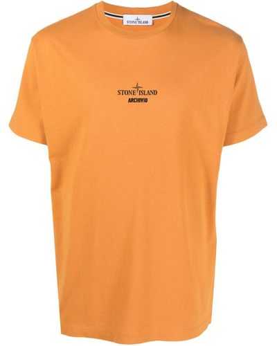 Stone Island T-Shirt mit Logo-Print - Orange