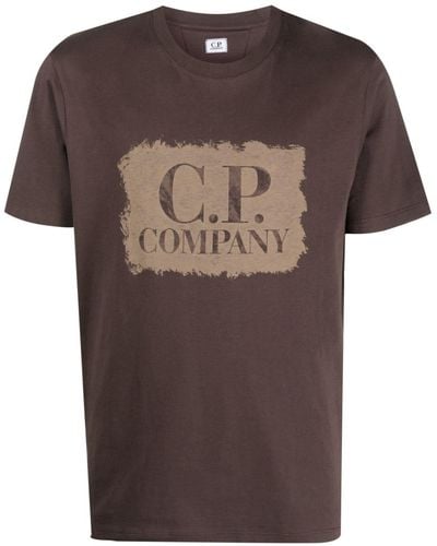 C.P. Company T-shirt en coton à logo imprimé - Marron