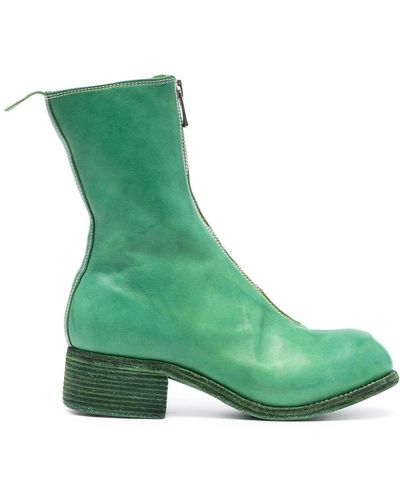 Guidi Front-zipped Leather Boots - Green