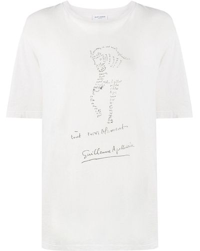 Saint Laurent T-shirt à imprimé graphique - Blanc