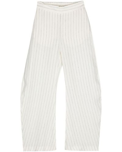 ALESSANDRO VIGILANTE Pinstriped Wide-leg Trousers - White