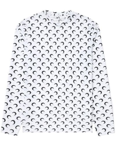 Marine Serre Regenerated Moon-print Long-sleeve T-shirt - White