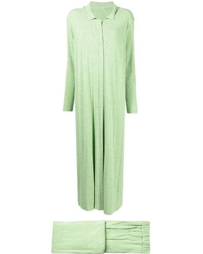 Bambah Knitted Long Dress-trousers Set - Green