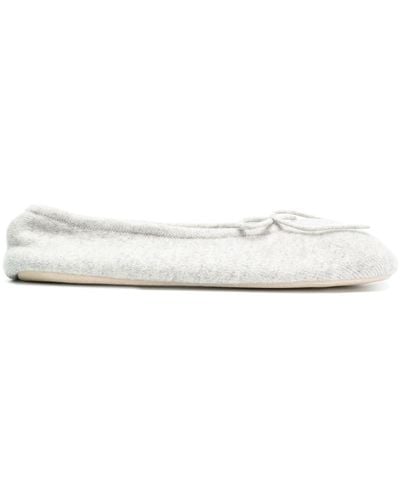 N.Peal Cashmere Bow tie slippers - Blanc