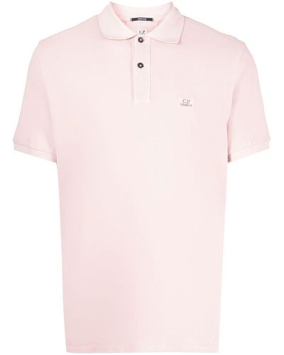 C.P. Company Poloshirt Met Geborduurd Logo - Roze