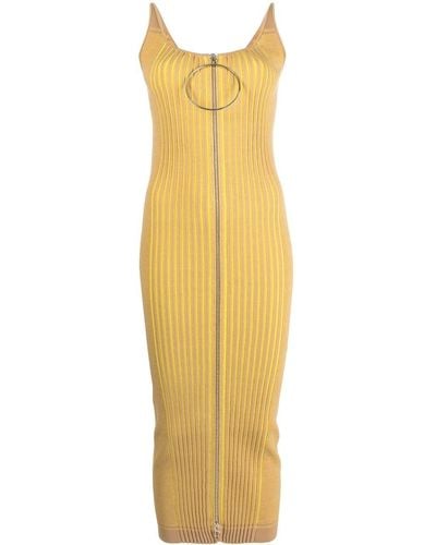 Rabanne Two-way Zip Midi Dress - Yellow