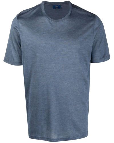 Barba Napoli T-shirt en soie à col ras-de-cou - Bleu