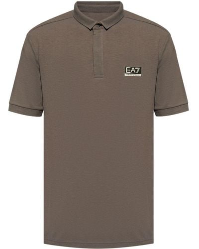EA7 Logo-patch Short-sleeve Polo Shirt - Brown