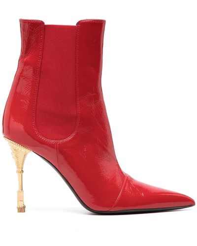 Balmain Moneta 110mm Leather Boots - Red