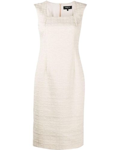 Paule Ka Tweed Fitted Midi Dress - White