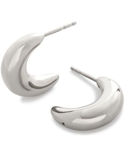 Monica Vinader Crescent Moon Medium Hoop Earrings - White