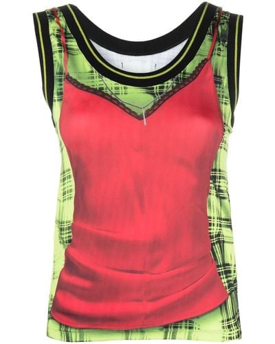 Y. Project Tank Top With Trompe L`oeil Print - Red