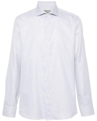 Canali Patterned-jacquard Cotton Shirt - White