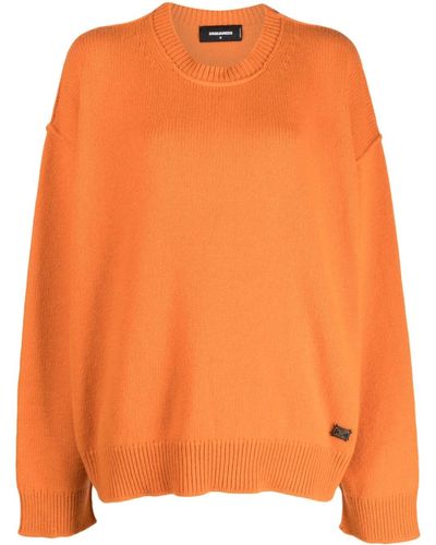DSquared² Wool-cashmere Drop Shoulder Jumper - Orange