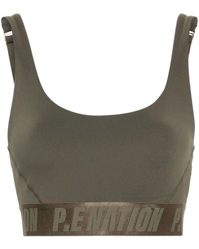 P.E Nation Backcheck Logo-waistband Sports Bra - Grey