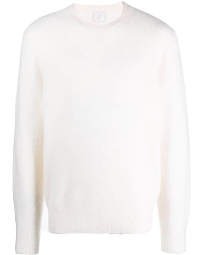 Eleventy Round-neck Fleece Sweater - White