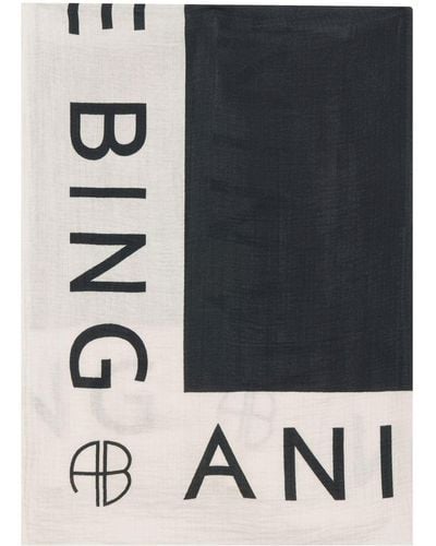 Anine Bing Paréo Praia à logo imprimé - Noir