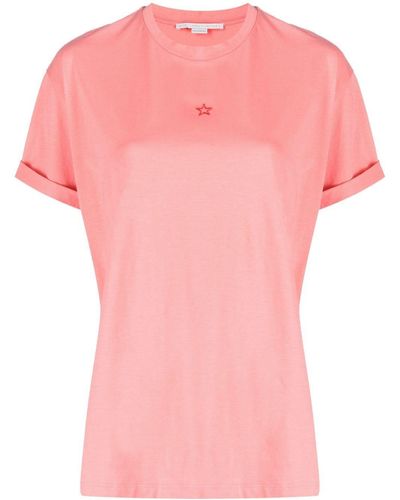 Stella McCartney T-Shirt mit Sternstickerei - Pink