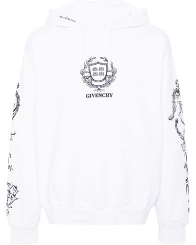 Givenchy Hoodie en coton à logo brodé - Blanc