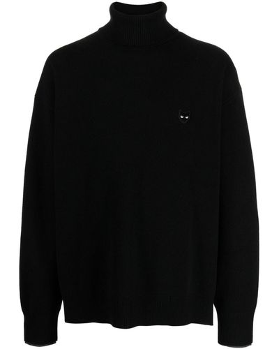 ZZERO BY SONGZIO Panther-embroidered High-neck Sweater - Black