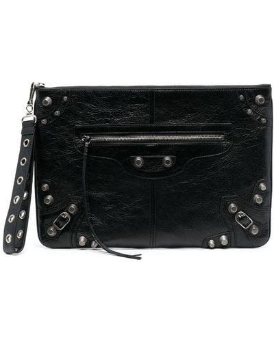 Balenciaga Le Cagole Leather Clutch Bag - Black