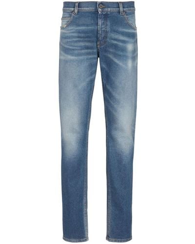 Balmain Halbhohe Slim-Fit-Jeans - Blau