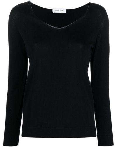 Fabiana Filippi Glitter-detail V-neck Sweater - Black