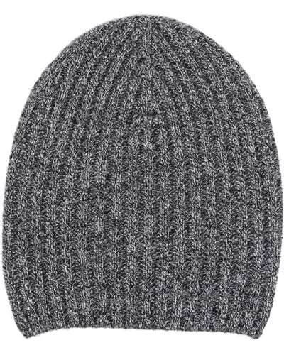 Barrie Mélange-effect Ribbed-knit Cashmere Beanie - Gray