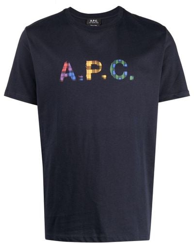 A.P.C. Derek Tartan-logo Sweatshirt - Blue