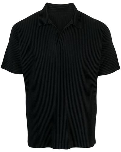 Homme Plissé Issey Miyake キャンプカラー ポロシャツ - ブラック