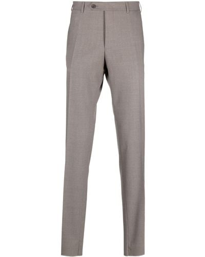 Canali Mid-rise Tailored Tapered Pants - Gray