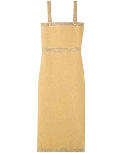 St. John Sequin-embellished Knitted Dress - Yellow