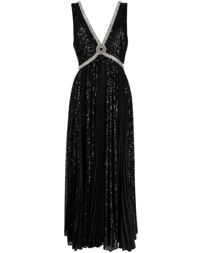 Elie Saab スパンコールトリム イブニングドレス - ブラック