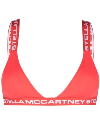 Stella McCartney Top de bikini con aplique del logo - Rojo