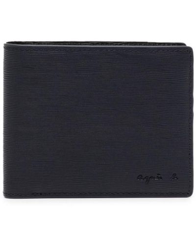 agnès b. Folded Grained-leather Wallet - Blue