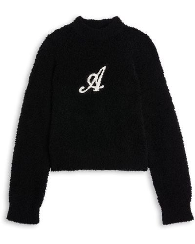 Axel Arigato Logo-intarsia Brushed Sweater - Black