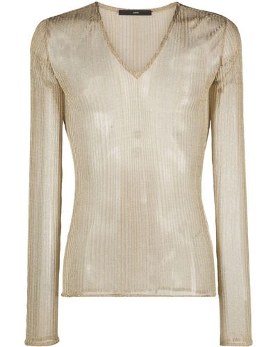 SAPIO N21 Metallic-knit Sweater - Natural