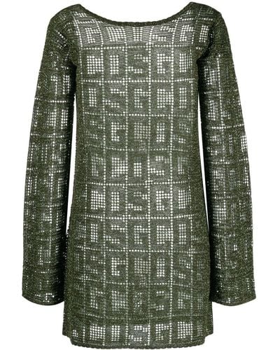 Gcds Short Dress With Monogram - Green