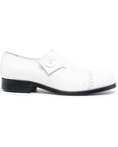 STEFAN COOKE Double Button Dancer Leather Loafers - White