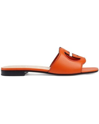 Gucci Women's Interlocking G Cut-out Slide Sandal - Oranje