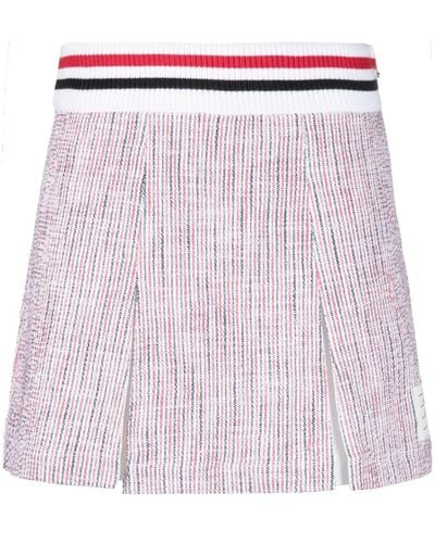 Thom Browne Tweed Seersucker Pleated Skirt - Pink
