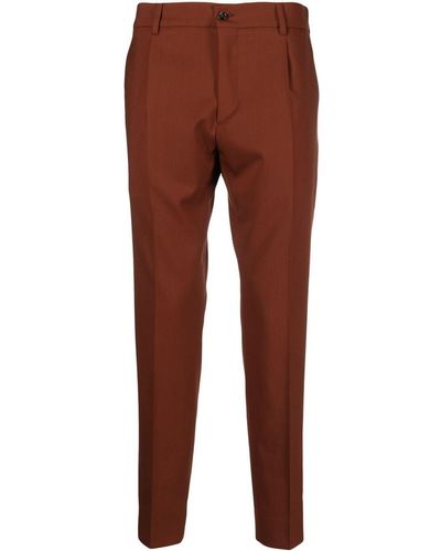 Dell'Oglio Pantalones ajustados de talle medio - Marrón