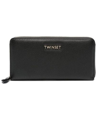 Twin Set Logo-lettering Faux-leather Wallet - Black