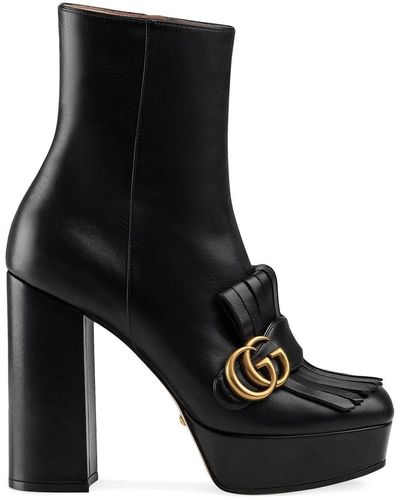 Gucci Fringe Leather Platform Boot - Black