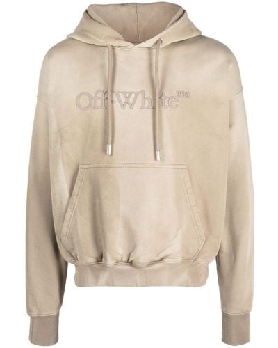 Off-White c/o Virgil Abloh Logo-embossed Cotton Hoodie - Natural