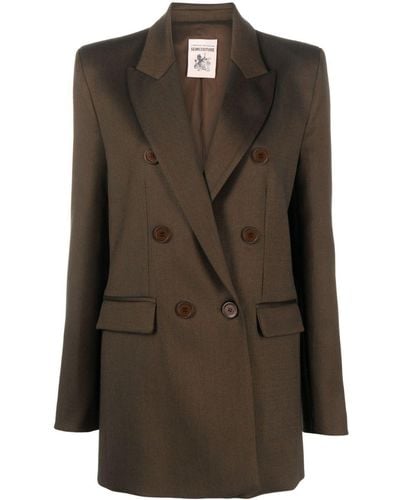 Semicouture Double-breasted Wool-blend Blazer - Green