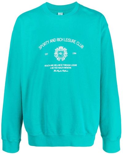 Sporty & Rich Sweatshirt mit Logo-Print - Blau