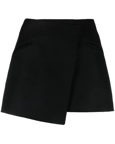 Khaite Ver Asymmetric Raw-cut Wrap Skirt - Black